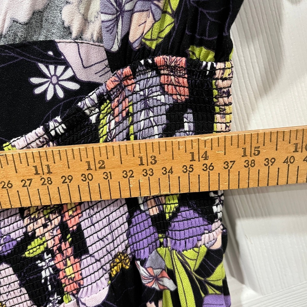 AFRM Los Angeles Floral Print Midi Dress Women's Puff Sleeve‎ Cutout Back Size M - Picture 9 of 10
